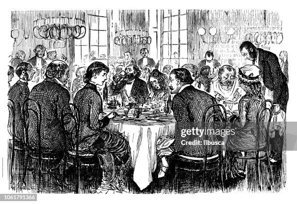 British London satire caricatures comics cartoon illustrations: Restaurant